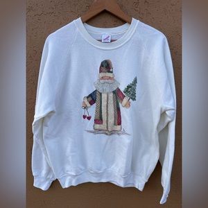 Vintage Christmas Crewneck Santa Sweater Size XL
